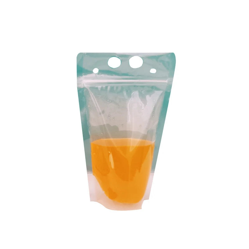 50PCS Plastic Liquid Bag + 50pcs Straw Juice Coffee Drinks Kitchen Vertical Seal Pouches Frosted Disposable Reclosable for Party