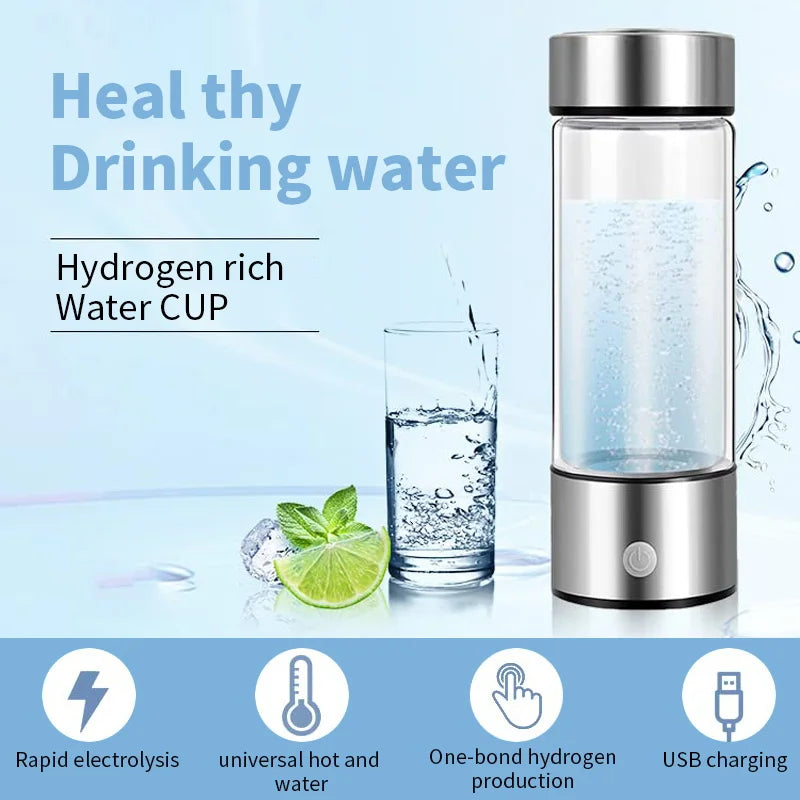 420ml or 14. 20z Hydrogen-Rich Water Cup Electric Hydrogen Rich Water Generator Bottle Titanium Quality Filter Portable Antioxidant Lonizer