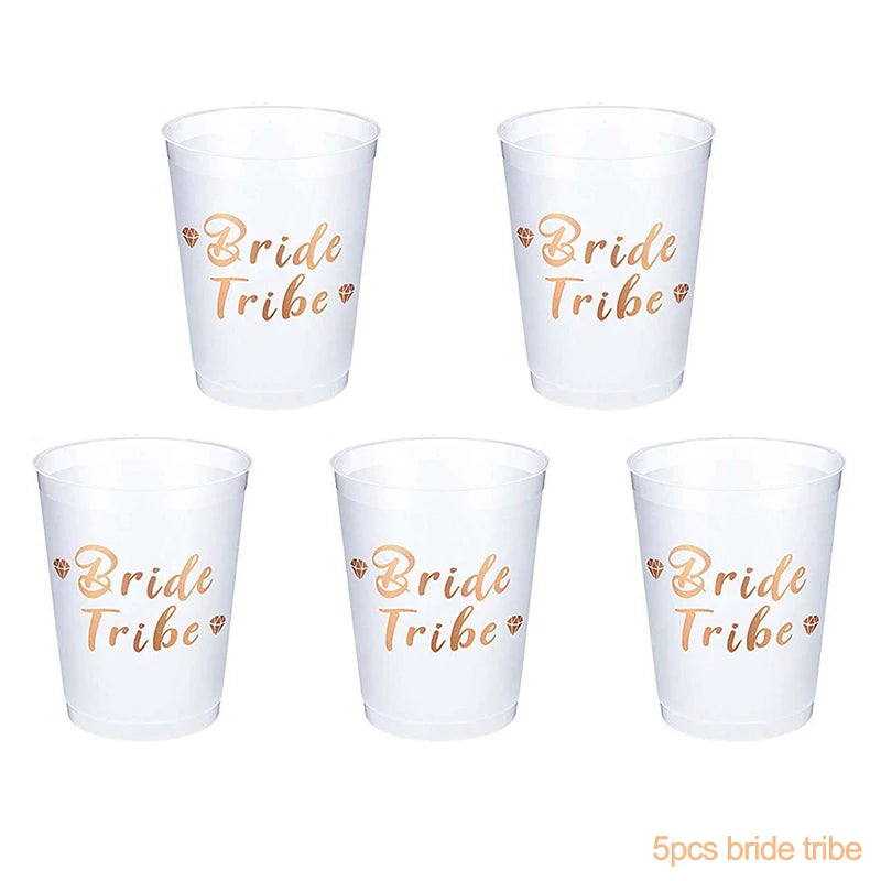 Team Bride Tribe Cups Plastic Drinking Cup Rose Gold Wedding