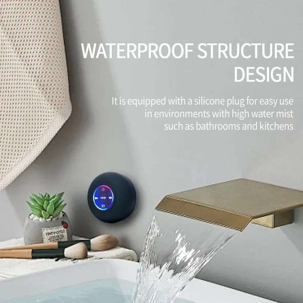 Mini Bluetooth Speaker Shower Subwoofer Waterproof Handsfree Loudspeaker With Suction Cup Mic