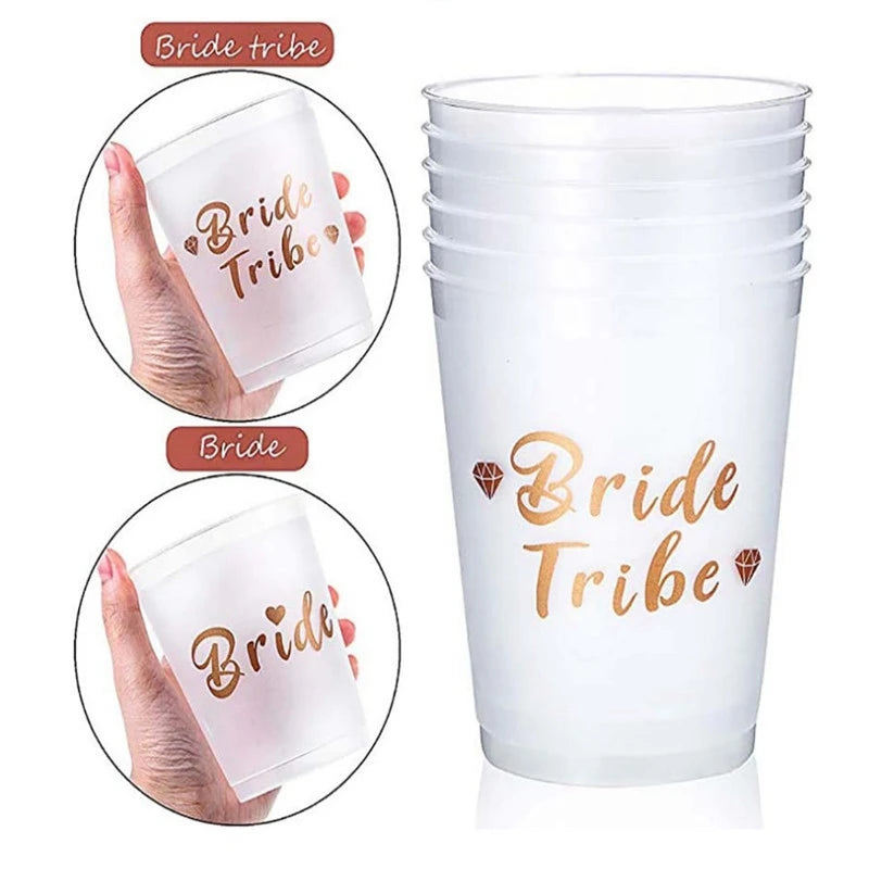 Team Bride Tribe Cups Plastic Drinking Cup Rose Gold Wedding
