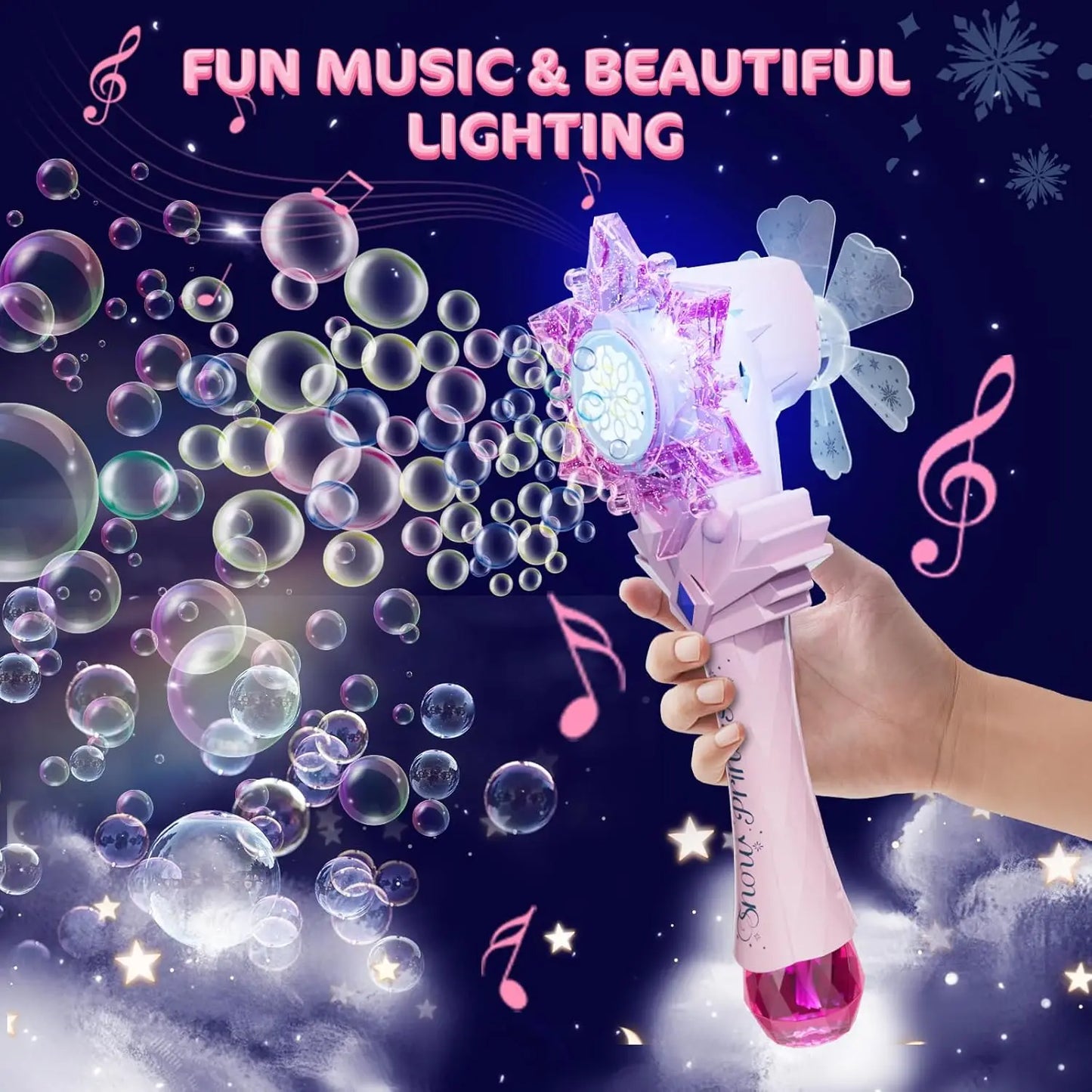 VATOS Bubble Wands X2 for Kids Auto Snowflake Blower