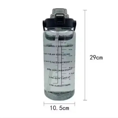 2L or 67.6oz Portable Water Bottle with Straw & Time Marker, Large Capacity Plastic Drink Bottle for Outdoor Sports & Fitness