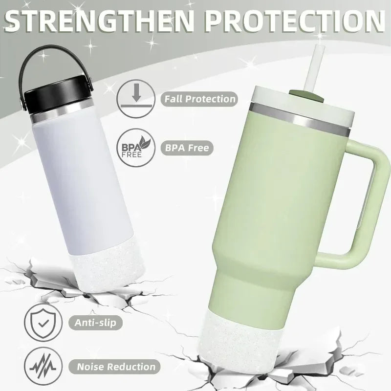 Silicone Glitter Bottle Bottom Sleeve Cup Accessories Anti-Slip Water Bottle Pad Heat Insulation Sports Cup Cover for Tumbler