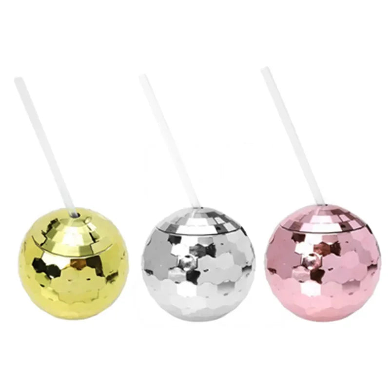 600ml Creative Disco Ball Cups with Lid and Straw Tumbler