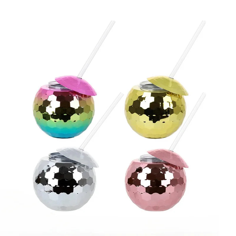 600ml Creative Disco Ball Cups with Lid and Straw Tumbler