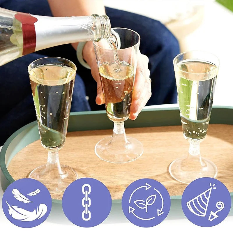 25pcs 150ml Disposable Cups Sparkling Champagne Flutes