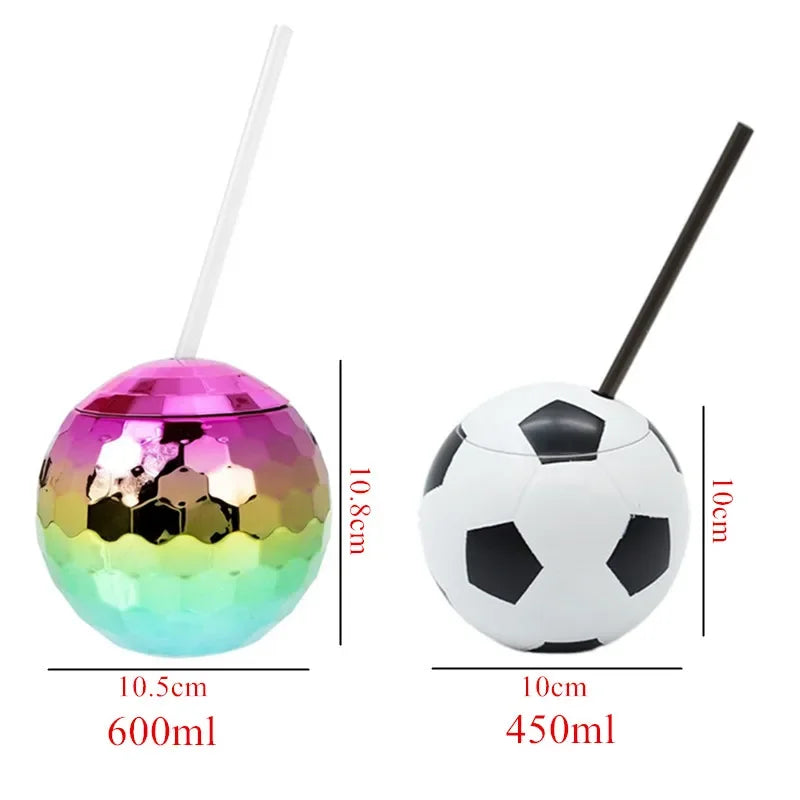 600ml Creative Disco Ball Cups with Lid and Straw Tumbler