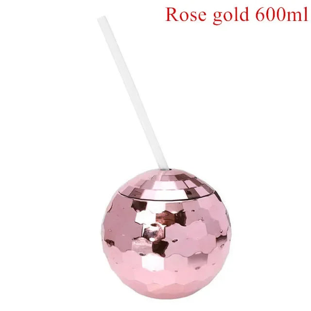 600ml Creative Disco Ball Cups with Lid and Straw Tumbler