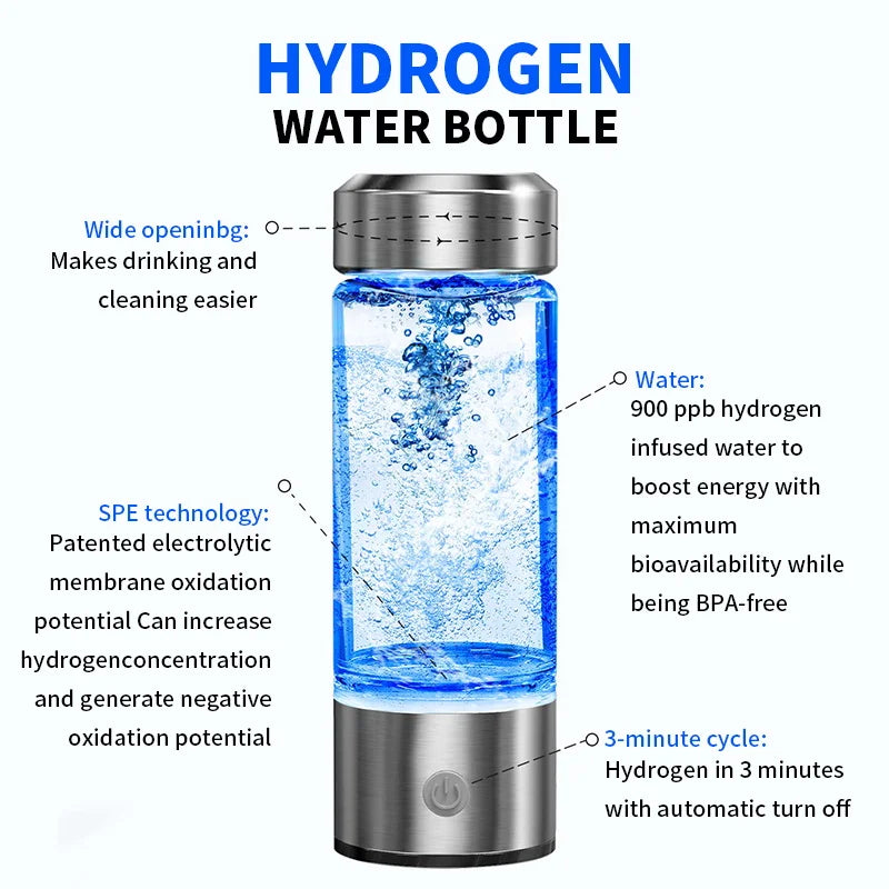 420ml or 14. 20z Hydrogen-Rich Water Cup Electric Hydrogen Rich Water Generator Bottle Titanium Quality Filter Portable Antioxidant Lonizer