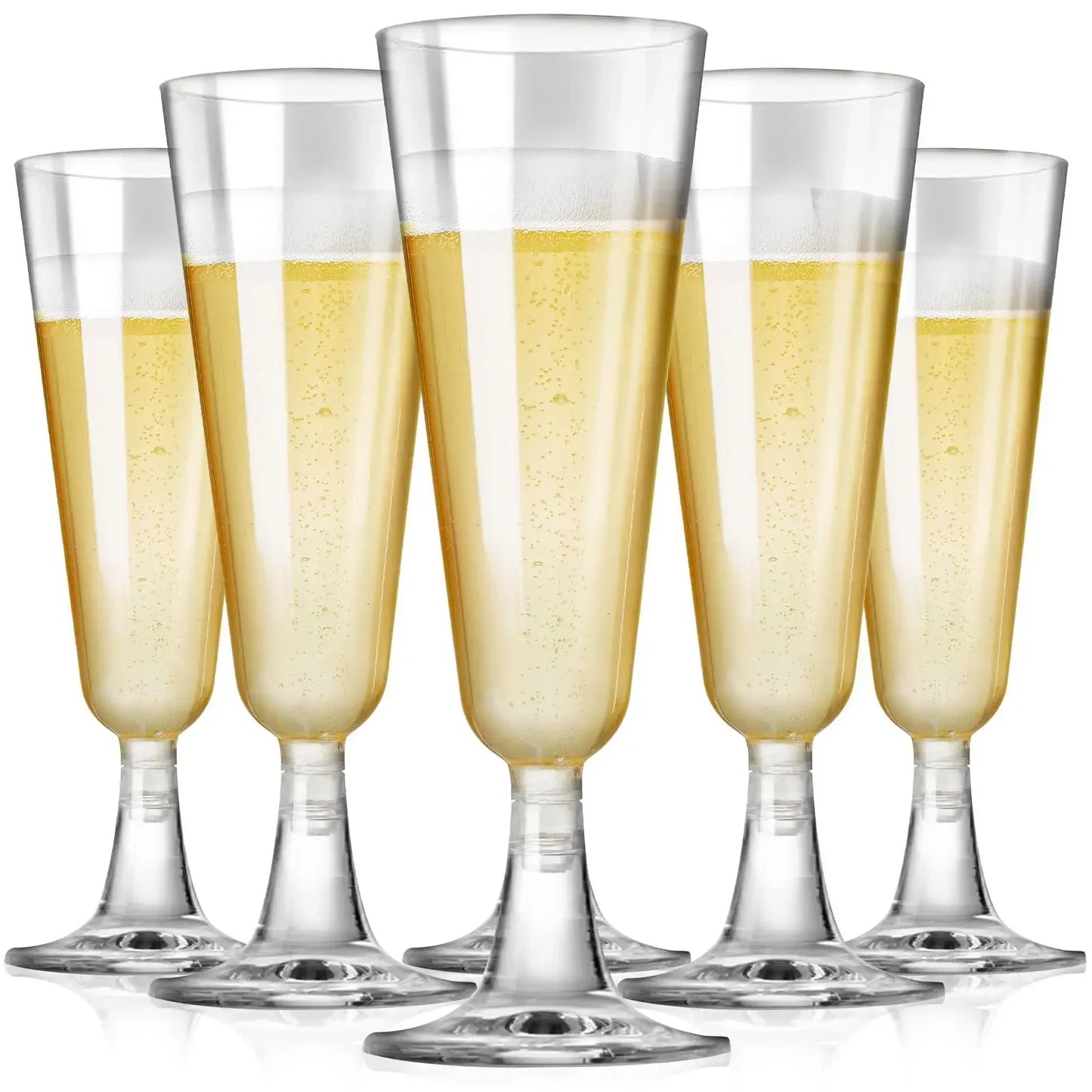 25 Champagne Glasses Disposable Plastic Gold Powder Martini