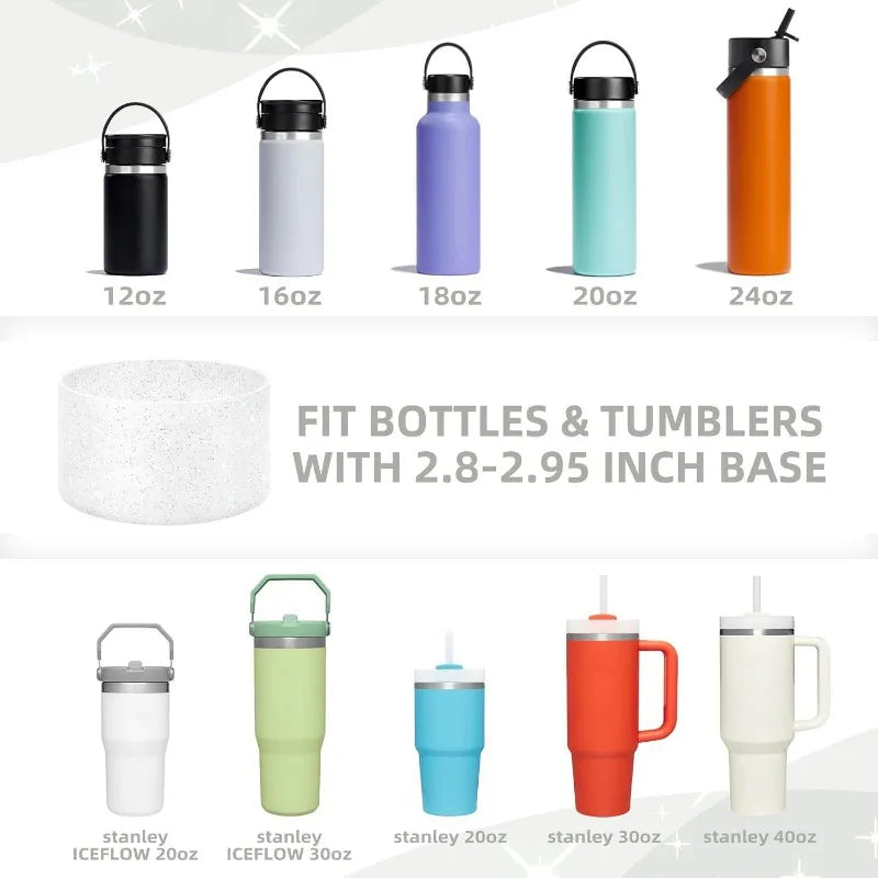 Silicone Glitter Bottle Bottom Sleeve Cup Accessories Anti-Slip Water Bottle Pad Heat Insulation Sports Cup Cover for Tumbler