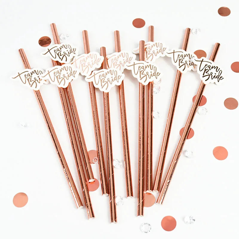 Team Bride Tribe Cups Plastic Drinking Cup Rose Gold Wedding