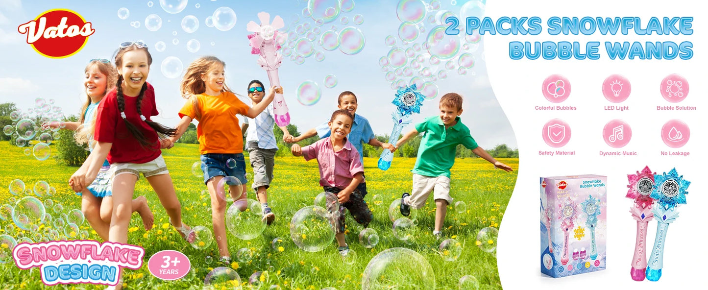 VATOS Bubble Wands X2 for Kids Auto Snowflake Blower