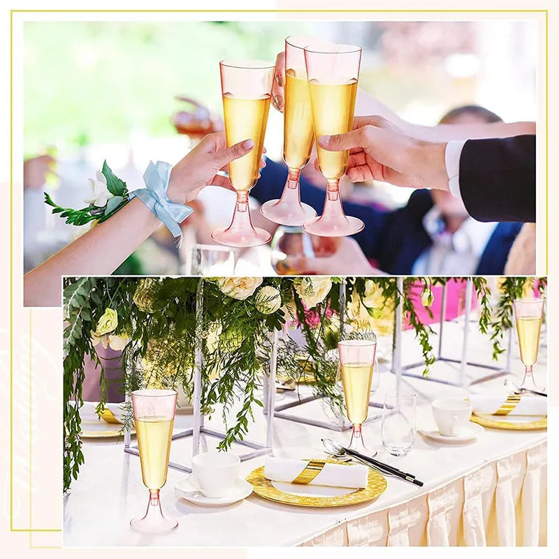 25pcs 150ml Disposable Cups Sparkling Champagne Flutes