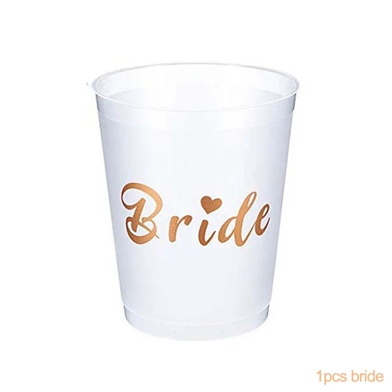 Team Bride Tribe Cups Plastic Drinking Cup Rose Gold Wedding