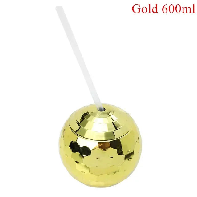 600ml Creative Disco Ball Cups with Lid and Straw Tumbler
