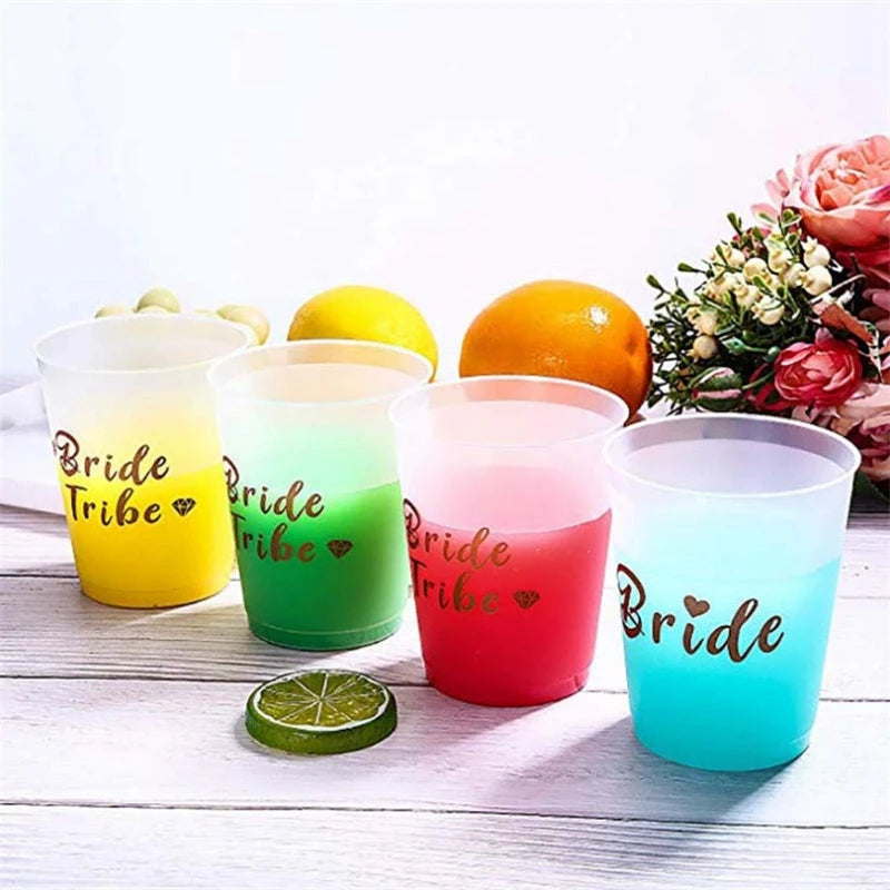 Team Bride Tribe Cups Plastic Drinking Cup Rose Gold Wedding