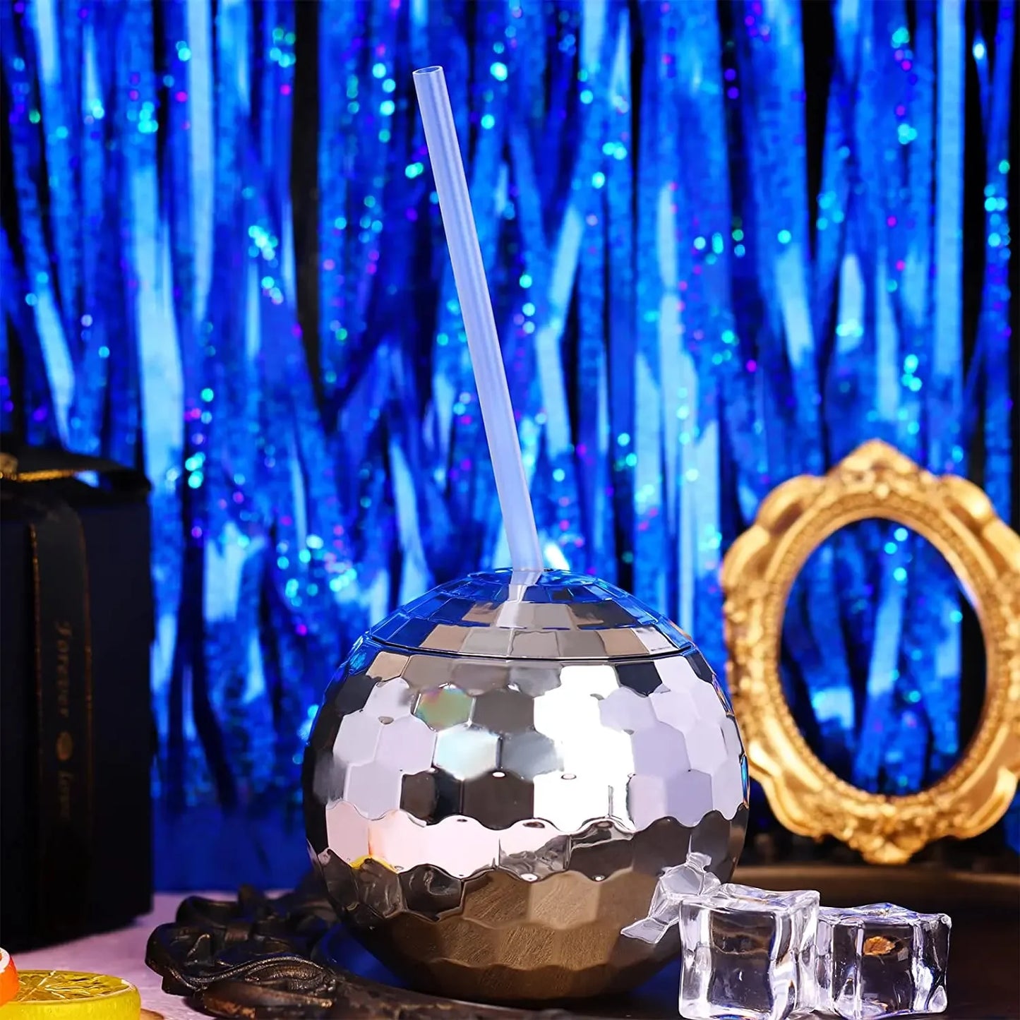 600ml Creative Disco Ball Cups with Lid and Straw Tumbler