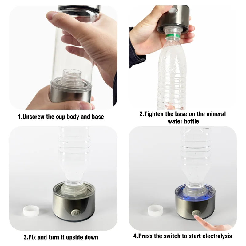 420ml or 14. 20z Hydrogen-Rich Water Cup Electric Hydrogen Rich Water Generator Bottle Titanium Quality Filter Portable Antioxidant Lonizer
