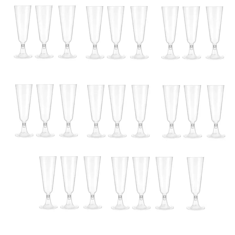 25Pcs 150ml Plastic Champagne Flutes Disposable Sparkling Champagne Bar Cups Clear Glasses For Weddings Cocktail Event