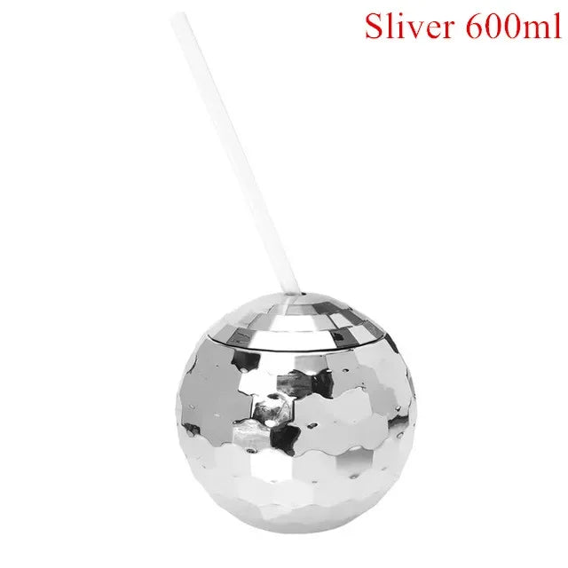 600ml Creative Disco Ball Cups with Lid and Straw Tumbler