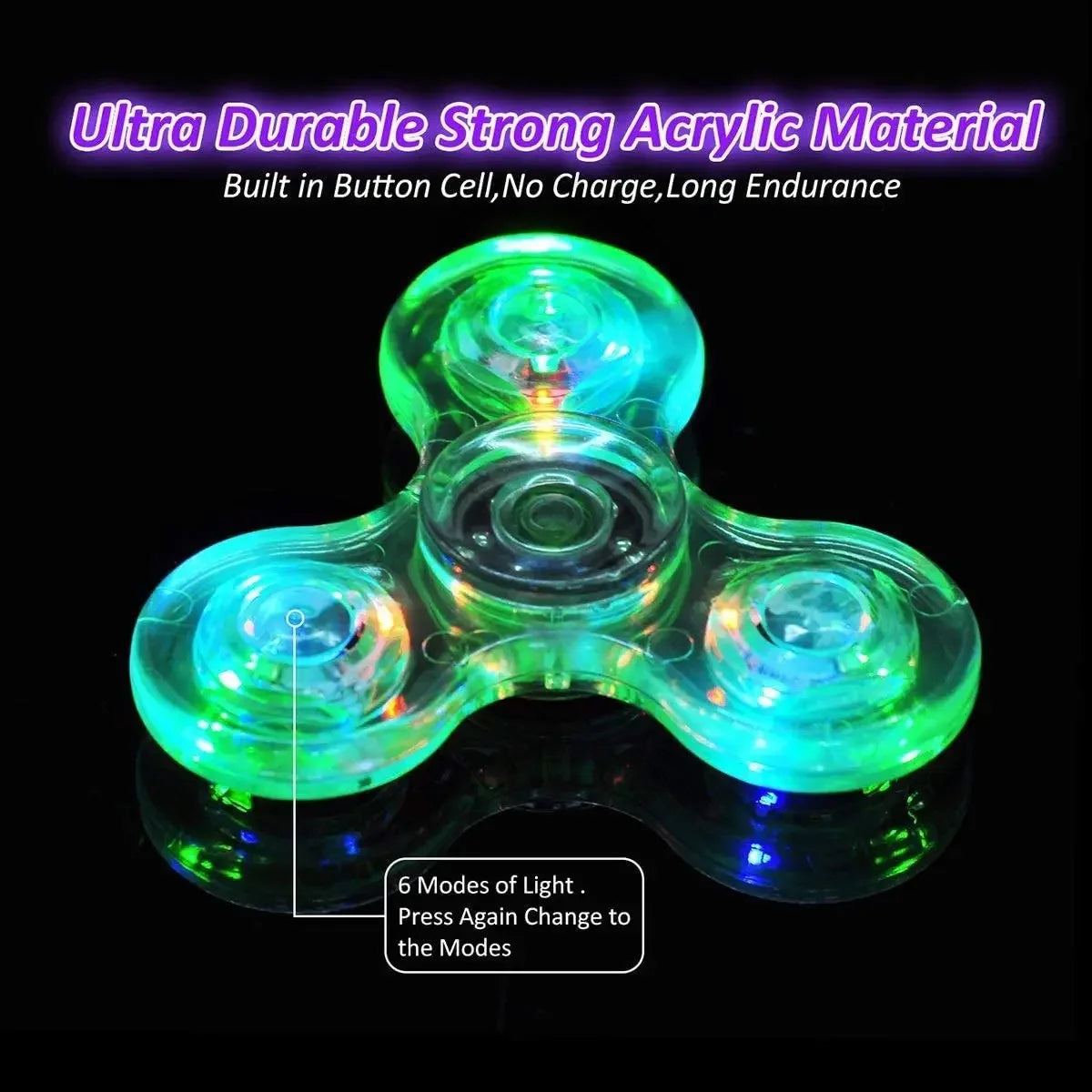 Luminous LED Light Fidget Spinner Glow in Dark EDC Toys