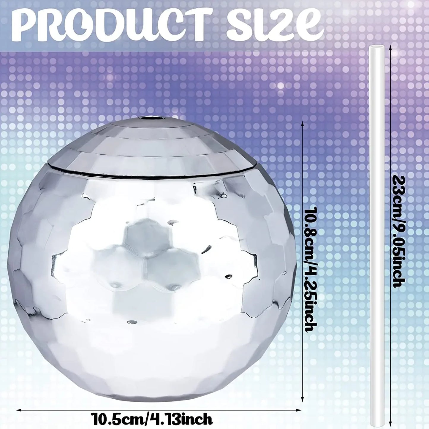 600ml Creative Disco Ball Cups with Lid and Straw Tumbler