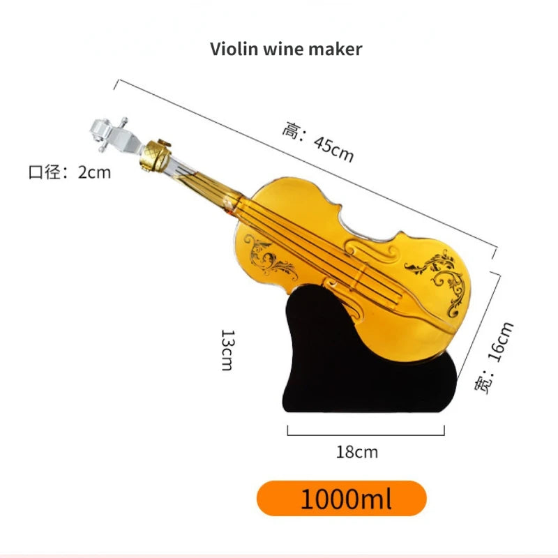 High Borosilicate Glass Wine Bottle Guitar Violin Decanter Set