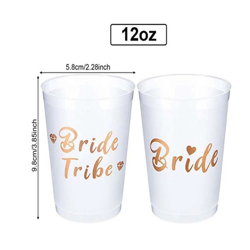 Team Bride Tribe Cups Plastic Drinking Cup Rose Gold Wedding