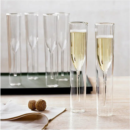 Champagne Glas Double Wall Bril Fluiten Goblet Bubble Wijn Tulip