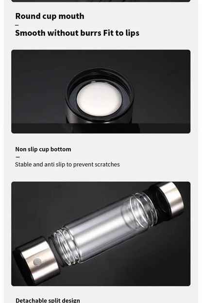 420ml or 14. 20z Hydrogen-Rich Water Cup Electric Hydrogen Rich Water Generator Bottle Titanium Quality Filter Portable Antioxidant Lonizer