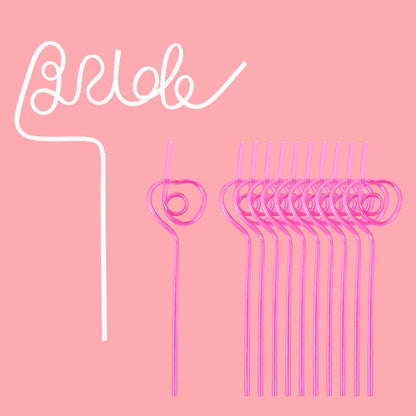 1Set Bridal Shower Straws Love Heart Drinking Straw Gift