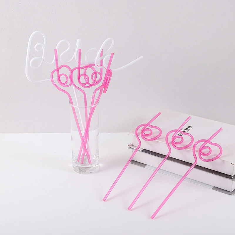 1Set Bridal Shower Straws Love Heart Drinking Straw Gift