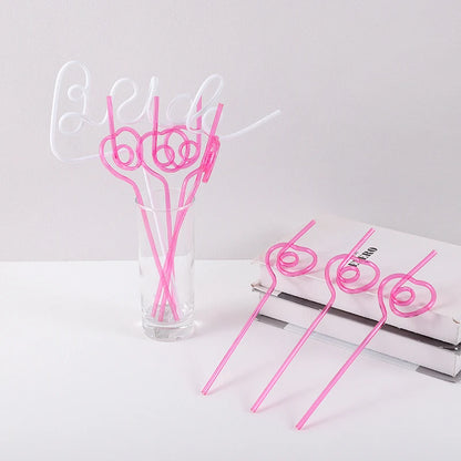 1Set Bridal Shower Straws Love Heart Drinking Straw Gift