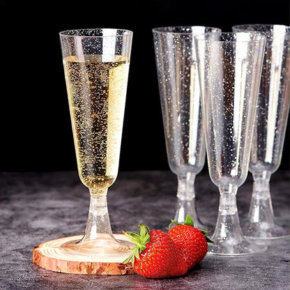 25pcs 150ml Disposable Cups Sparkling Champagne Flutes