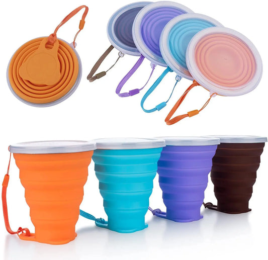 270 ML or 9.1oz Silicone Foldable Cup Collapsible Telescopic Cute Water Bottle Outdoor Travel Children Cups Teacups Ware Jug Drink Water Copa