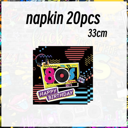 Hip Hop 80s Birthday Party Decoration 1980s Tableware Supplies