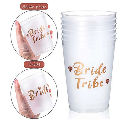 Team Bride Tribe Cups Plastic Drinking Cup Rose Gold Wedding
