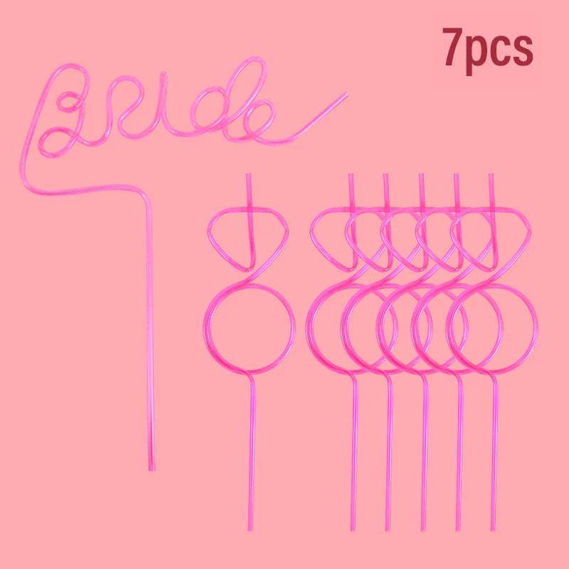 1Set Bridal Shower Straws Love Heart Drinking Straw Gift