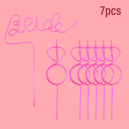 1Set Bridal Shower Straws Love Heart Drinking Straw Gift
