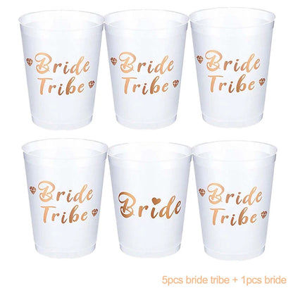 Team Bride Tribe Cups Plastic Drinking Cup Rose Gold Wedding