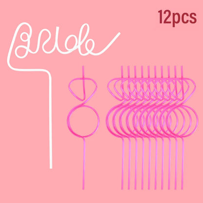 1Set Bridal Shower Straws Love Heart Drinking Straw Gift
