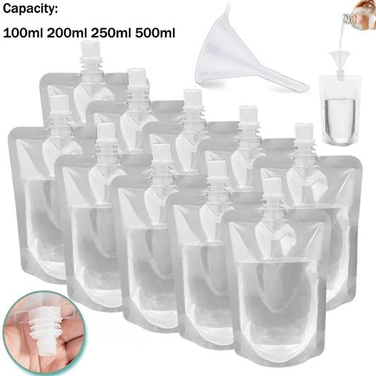 100ml-500ml Travel Drink Spout Pouches Transparent Plastic Bags