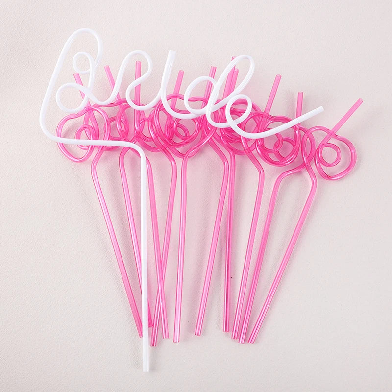 1Set Bridal Shower Straws Love Heart Drinking Straw Gift