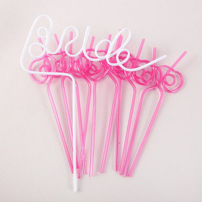 1Set Bridal Shower Straws Love Heart Drinking Straw Gift