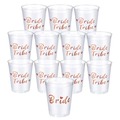 Team Bride Tribe Cups Plastic Drinking Cup Rose Gold Wedding