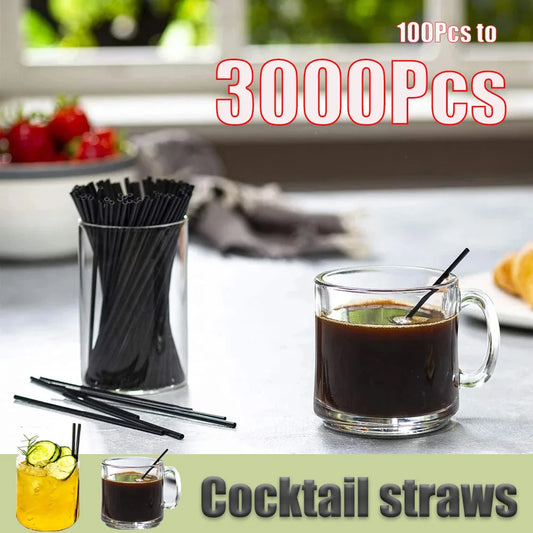 100/500/3000PCS Black Straws Drinking Straws Coffee Stirrers