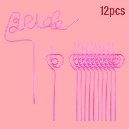 1Set Bridal Shower Straws Love Heart Drinking Straw Gift