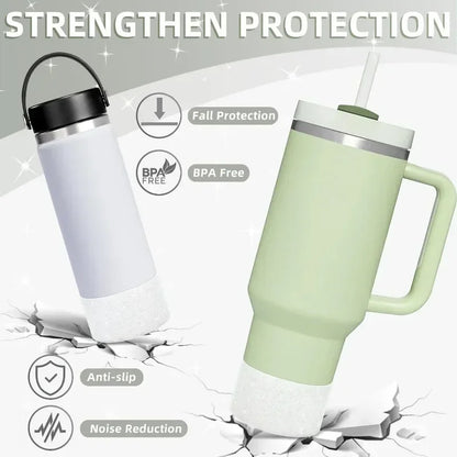 Silicone Glitter Bottle Bottom Sleeve Cup Accessories Anti-Slip Water Bottle Pad Heat Insulation Sports Cup Cover for Tumbler